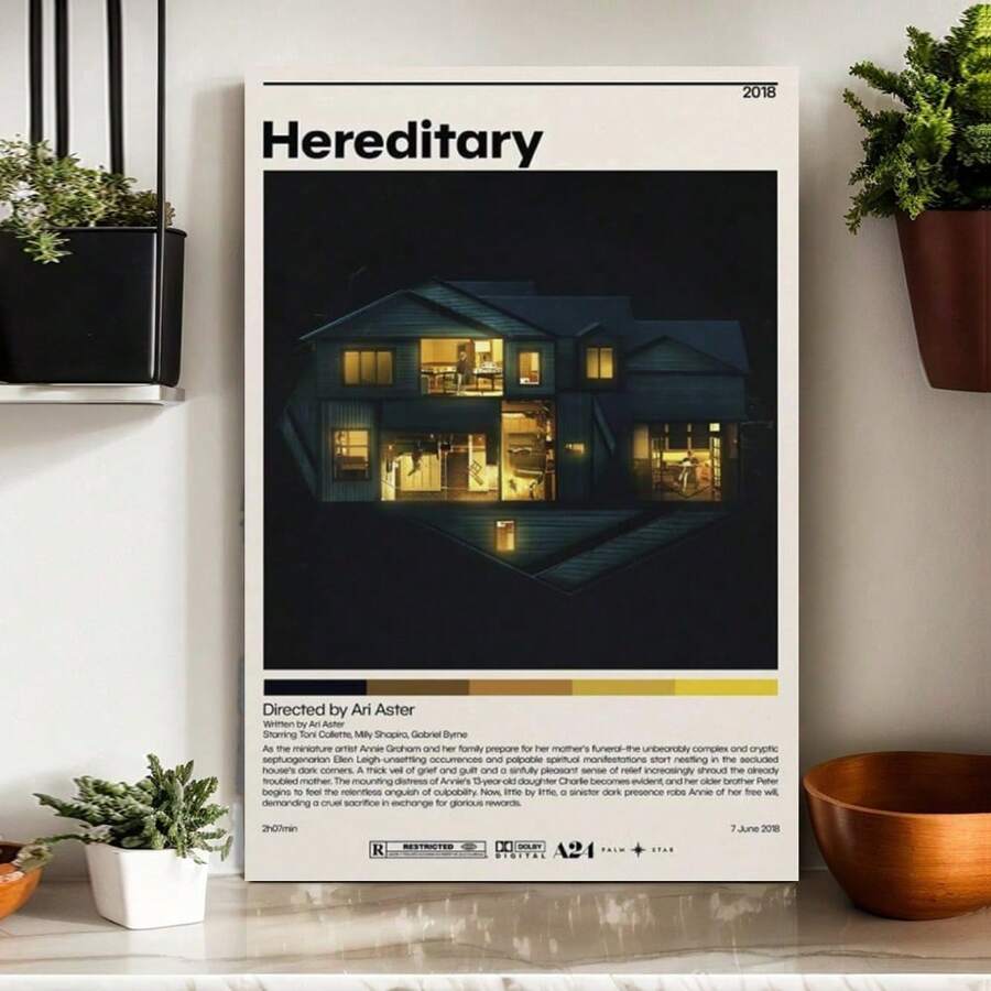 Hereditary Movie Poster Minimalist Vintage Poster Canvas 90s Wall Art Room Aesthetic Posters - Frame - View 1