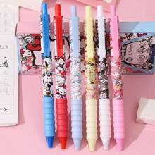 Sanrio 6 Packs Sanrio Full Set Of Neutral Ballpoint Pens Student Multi-Function Button Journal Pen 0.5 Mm Kawaii Style Needle And Line Gel Pen - Stationery Pink, Learning Toys, Multiple Appearance Pens,Back To School