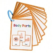 Lachilly 15 Cards Body Parts Cognitive Flash Cards Children Education Enlightenment English Learning Card Montessori Toys