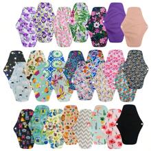 10Pcs Sanitary Pads Washable Menstrual Pads Charcoal Bamboo Liner Regular Flow Cloth /Reusable Sanitary Pads/Mama Panty Liners M Size Random Color