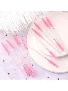 500 stuks, 100 stuks, 10 stuks wegwerpbare mascaraborstels,
zwarte spoolie, geschikt voor wenkbrauwen, mascara-extender, roze