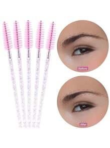 500 stuks, 100 stuks, 10 stuks wegwerpbare mascaraborstels,
zwarte spoolie, geschikt voor wenkbrauwen, mascara-extender, roze