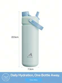 Botella de agua aislada de 18 oz con pajita 2 en 1 y tapa con boquilla, mantiene el frío las 24 horas, a prueba de fugas, botella de agua de acero inoxidable de doble pared para deportes, gimnasio, viajes y escuela