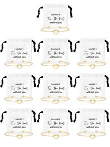 10 件套珠宝袋伴娘礼物亚麻小抽绳袋 10 件套伴娘结手链珠宝包装伴娘求婚礼物新娘派对回礼品 - 彩色 - 查看 1