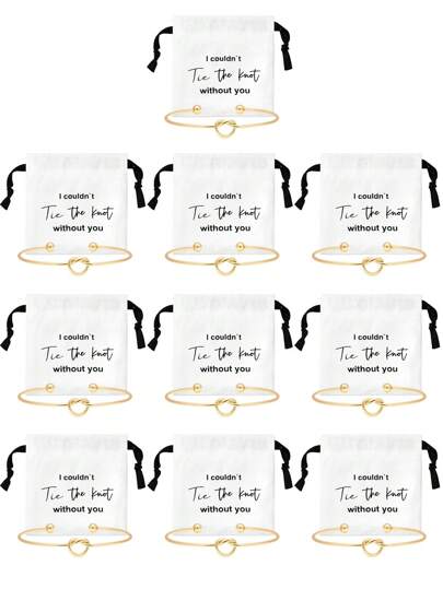 10 件套珠宝袋伴娘礼物亚麻小抽绳袋 10 件套伴娘结手链珠宝包装伴娘求婚礼物新娘派对回礼品