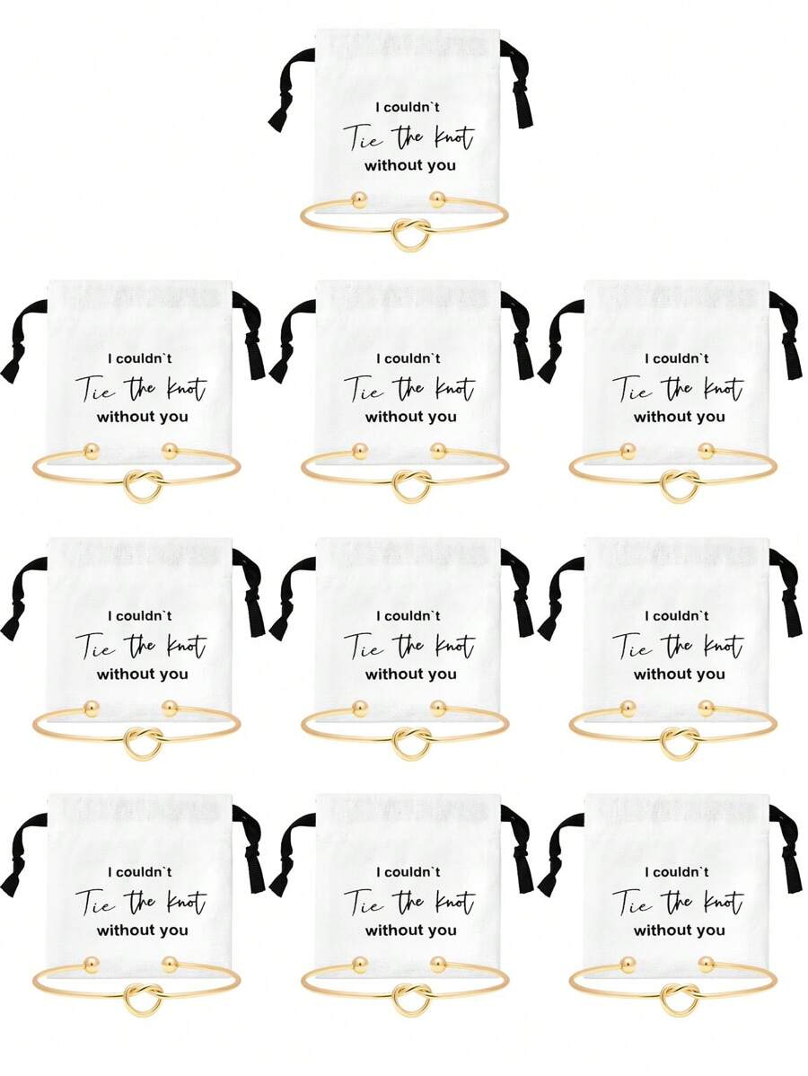 10 件套珠宝袋伴娘礼物亚麻小抽绳袋 10 件套伴娘结手链珠宝包装伴娘求婚礼物新娘派对回礼品 - 彩色 - 查看 1