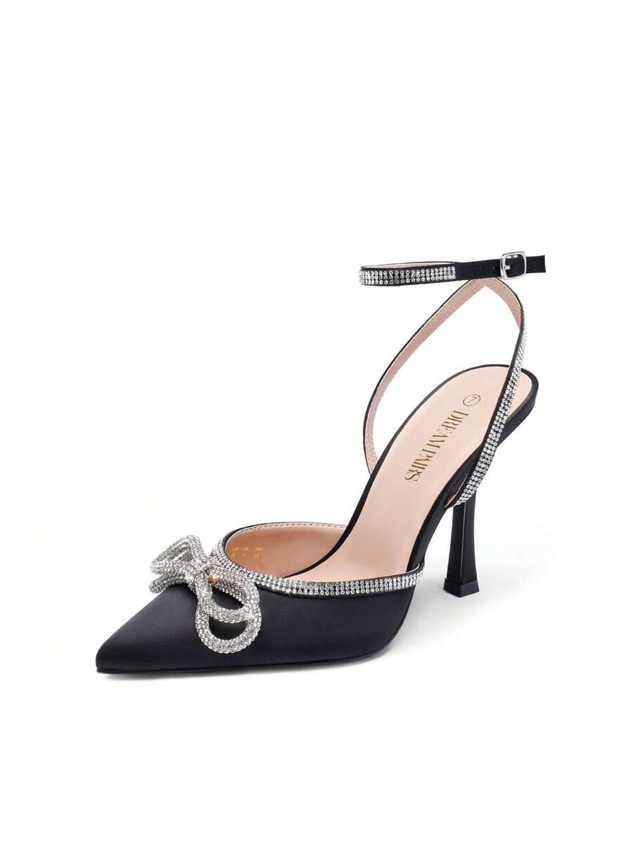 DREAM PAIRS Women's High Heels Destiny Closed Toe Strappy Heels Sexy Rhinestone Ankle Strap Pumps Wedding Bridal Party Dress Shoes - 黑色 - 查看 1