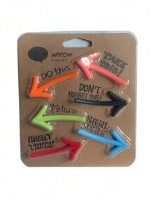 6pcs Creative Cute & Funny Arrow Shaped Fridge Magnets, 3D Stereoscopic Blackboard Refrigerator Magnetic Stickers,School Supplies,Back To School