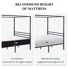 SHA CERLIN Metal Canopy Bed Frame Full&Queen Size, Mattress Foundation With Metal Slats Support/No Box Spring Needed/Easy Assembly, Room Decor, Bedroom Christmas Decorations Home Decor Christmas Gift, Black|White * Bed Frame Queen Queen Bed Frame Bed Frame Full Full Size Bed Frame King Size Bed Frame Twin Bed Frame Room Decor Home Decor Christmas Decor Bedroom Decor Valentine Day Decor Storage Living Room Decor Furniture House Decor - màu đen - Xem 7
