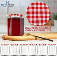 Deco Express Preserving Glass Jam Jars With Airtight Screw Lids 6 X 250ml Labels And Marker - 彩色 - 查看 4