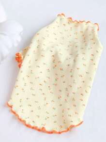 1pc Orange Ditsy Floral Pet Sweater, Suitable For Cats And Small/Medium Dogs, Suitable For Everyday Wear