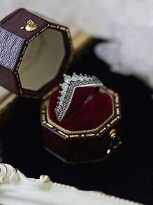 1 st. 925 sterling zilveren strass omringd door vierkante strass ring voor vrouwen klassieke heldere sprankelende kroon ring zilveren ring voor vrouwen voor meisjes, vintage en vingeraccessoire voor cadeau sieraden