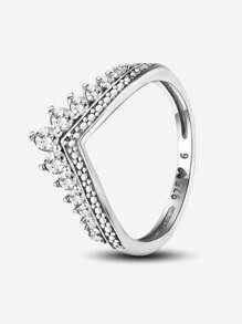1 st. 925 sterling zilveren strass omringd door vierkante strass ring voor vrouwen klassieke heldere sprankelende kroon ring zilveren ring voor vrouwen voor meisjes, vintage en vingeraccessoire voor cadeau sieraden