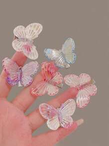 5PCS Girls Solid Color Cute Fake Butterfly Hair Clips Suitable For Infants And Teen(No Card) - Multicolor - View 8