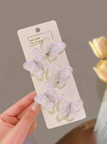 5PCS Girls Solid Color Cute Fake Butterfly Hair Clips Suitable For Infants And Teen(No Card) - Multicolor - View 7