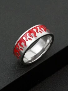 1pc Red Flame Ring, Men's Stainless Steel Fashion Personalized Accessory, Burning Fighting Spirit, Suitable For Daily Wear, Holiday Gift, Christmas & New Year Gift, Boyfriend Gift - Flame Ring - View 9