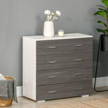 HOMCOM 現代四抽屜臥室櫃，鋁製把手，木質框架，76x35x72厘米 - 灰色 - 查看 7