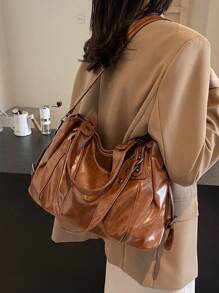 Retro & Minimalist Design Large Capacity Fashion Student/Work Commute Tote Bag