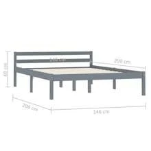 Solid Pine Wood Bed Frame Grey 140x200 Cm For Comfort And StyleRoom Decor - Grey - View 6