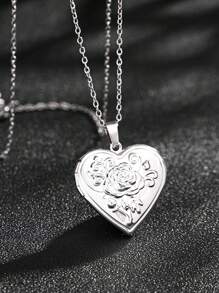 Customized Couples Jewelry Stainless Steel Silver & Gold Tone Openable Heart-Shaped Rose Patterned Photo Frame Necklace For Women,Gold,Stylish,Colorful,Vintage,Unisex,Hipster,Simple,Casual,Custom,Personalized,Unique,Ideal Gifts For Him,Ideal Gifts For Her,Her,Boyfriend,Girlfriend,Dad,Mom,Family,Friends,For Anniversaries,For Birthdays,For Graduation,For Prom,For Party,Jewelry Women