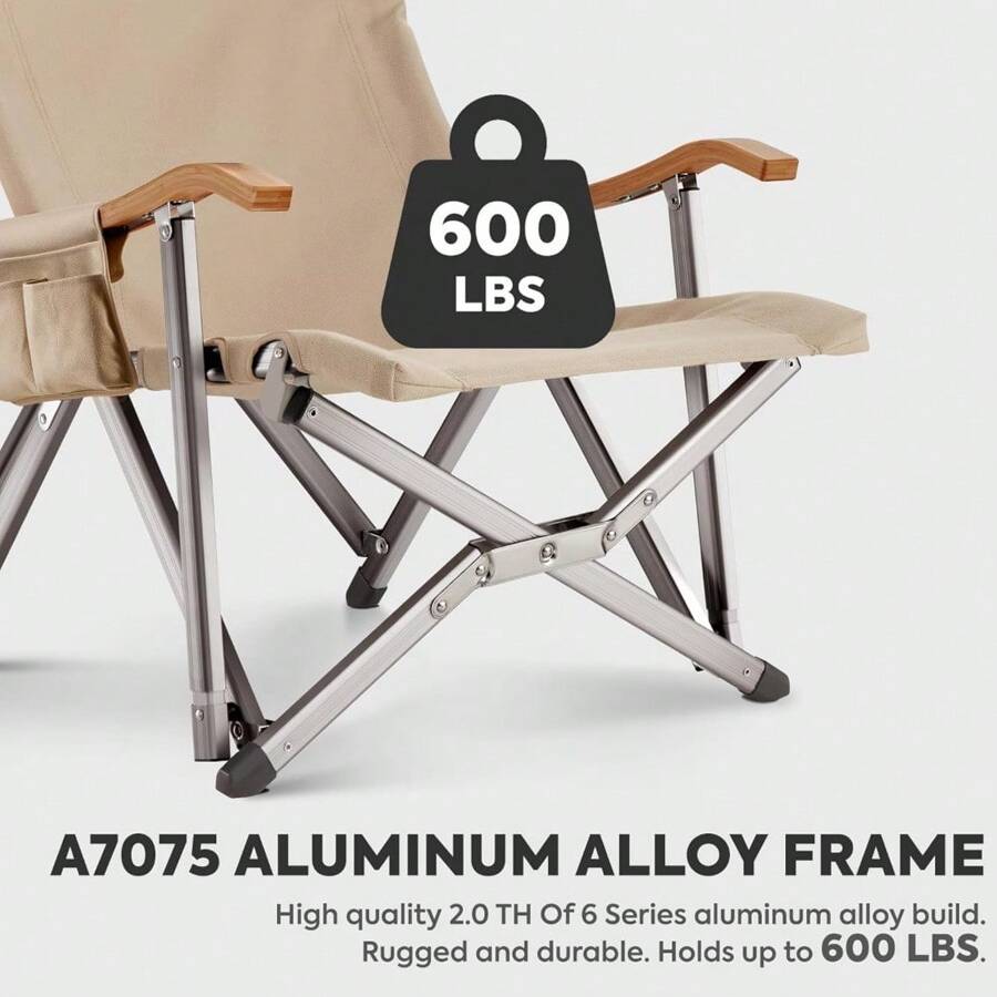 Fulynmen 2 Pack High Back Camping Chairs with Side Pockets Headrests Carry Bag, Folding Portable Backpacking Hiking Lawn Beach Travel Camp Cha並行輸入 Folding Chair Fulynmen 2 Pack High Back Folding Camping Chairs