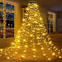 1 Pc Christmas Tree Light, Waterfall Christmas Light, USB Powered Christmas Light With Remote Control And Timer, 6.6ft Hanging 200 LED Dimmable Multi-Mode Christmas String Lights, Suitable For Holiday Party Decoration Christmas Decoration XMAS Decor Christmas Tree Gift Decor Thanksgiving Wedding Home Decor Home Decor Fall Decor Autumn Decor Birthday Decorations For Gifts Party Supplies Indoor Outdoor Garden Holiday Festival Decor Halloween Decor Wall Decor Halloween Ornaments