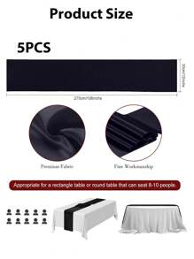 5pcs Satin Table Runner, 12 X 108 Inch, Wedding Decorative Tablecloth, Suitable For Wedding, Party, Birthday, Valentine's Day Table Decor, Can Be Tied Into Bows For Chair Covers