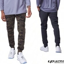 3 Pack Fleece Active Tech Joggers For Men, Mens Sweatpants With Zipper Pockets - Green Camo / Charcoal / Black - View 5