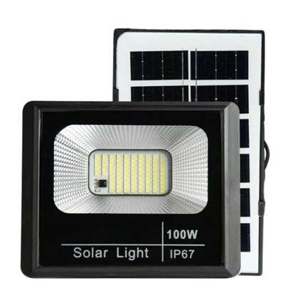 Kit 2 Refletor Solar 100w Led Holofote Super Potente Branco frio 6500k À Prova D'água Com Controle Remoto