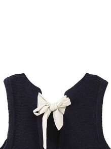 Women's Fall Knit Waistcoat Bow Tie Back Sweater Vest Slim Fit Tank Tops Streetwear - 藏蓝色 - 查看 3