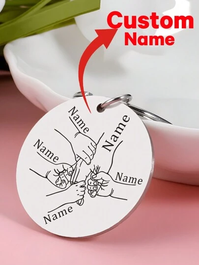 1pc Stainless Steel Personalized Keychain Customized Name Father's Mother's Day Papa Mom Daddy Key Chains For Car Love Gifts