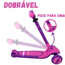 Patinete Infantil dobrável com Led 3 rodas até 50Kg Dream Light Azul