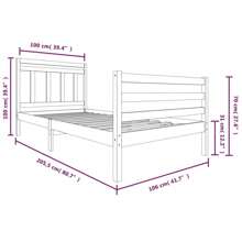 Solid Wood Bed Frame 100x200 Cm Sturdy Design No Mattress Included Elegant Sleeping Solution - Brown - View 6