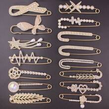 5/7/8/15 件套优雅休闲锌合金仿珍珠胸针开衫围巾装饰配饰套装，精致别致的毛衣胸针套装，适合全年办公室配饰衬衫夹克珠宝圣诞节万圣节衣服别针有趣可爱的教师礼物服装配饰包饰