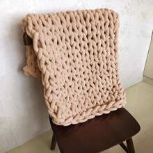 Living And Home Hand-Woven Chenille Blanket For Couch And Bed - Khaki 80cm L X 100cm W - View 4