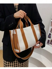 Bolso de lona con bordado de moda, bolso de hombro grande y personalizado de gran capacidad para mujeres que van al trabajo - Multicolor - Ver 6