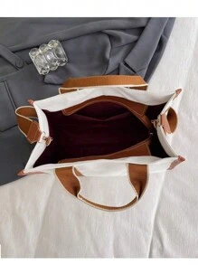 Bolso de lona con bordado de moda, bolso de hombro grande y personalizado de gran capacidad para mujeres que van al trabajo - Multicolor - Ver 8