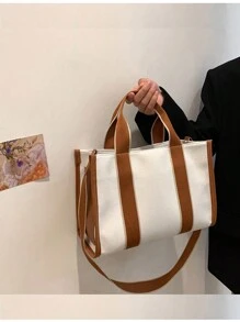 Bolso de lona con bordado de moda, bolso de hombro grande y personalizado de gran capacidad para mujeres que van al trabajo - Multicolor - Ver 5