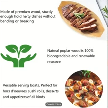 50 piezas Bandeja de barco de madera desechable, mini plato de comida, bandeja de sushi de hoja, bol de madera, para catering y uso doméstico, cocina, regalo de Navidad