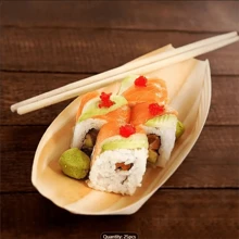 50 piezas Bandeja de barco de madera desechable, mini plato de comida, bandeja de sushi de hoja, bol de madera, para catering y uso doméstico, cocina, regalo de Navidad
