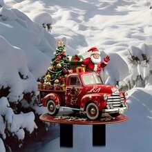 Christmas Potting Posts, Santa Truck Garden Posts, Outdoor Lawn And Yard Decorations Outdoor Party Decoration Ground Inserts