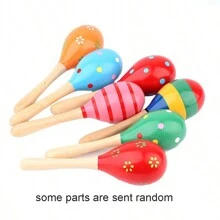 1pc Montessori Toy Small Wooden Color Random Sand Hammer Shake Bell Rattle Grip Practice Gift For Kids,Montessori Toys,Baby Toys,Wooden Toys