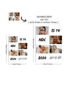 1 pieza Pintura decorativa personalizada - Arte de pared de foto de pareja, se puede personalizar para registrar momentos importantes, con tus fotos y texto, decoración de pared, adecuado para fiestas importantes, regalo conmemorativo del Día de San Valentín, arte de foto en lienzo de pintura de óleo de inyección de tinta de alta definición