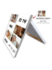 1 pieza Pintura decorativa personalizada - Arte de pared de foto de pareja, se puede personalizar para registrar momentos importantes, con tus fotos y texto, decoración de pared, adecuado para fiestas importantes, regalo conmemorativo del Día de San Valentín, arte de foto en lienzo de pintura de óleo de inyección de tinta de alta definición