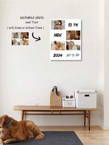 1 pieza Pintura decorativa personalizada - Arte de pared de foto de pareja, se puede personalizar para registrar momentos importantes, con tus fotos y texto, decoración de pared, adecuado para fiestas importantes, regalo conmemorativo del Día de San Valentín, arte de foto en lienzo de pintura de óleo de inyección de tinta de alta definición