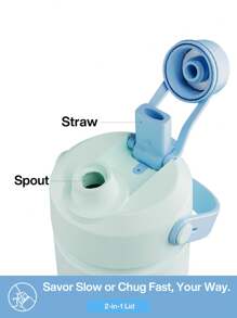 Botella de agua aislada de 18 oz con pajita 2 en 1 y tapa con boquilla, mantiene el frío las 24 horas, a prueba de fugas, botella de agua de acero inoxidable de doble pared para deportes, gimnasio, viajes y escuela