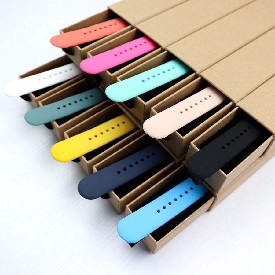 1 Stück Silikon Sport Armband kompatibel mit Apple Watch Bändern 38mm 40mm 41mm 42mm 44mm 45mm 46mm 49mm für Frauen Männer, weiches wasserdichtes Armband kompatibel mit Apple Watch Series 10 9 8 7 6 5 4 3 2 1 SE Ultra