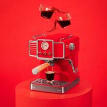 Cecotec Macchina da Caffè Espresso Power Espresso 20 Tradizionale Light Red. 1350 W, Tecnologia ForceAroma da 20 bar, Vaporizzatore Orientabile, Braccio Doppio, Spegnimento Automatico - Multicolore - Visualizzare 4