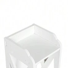 Small Toilet Storage Furniture, Toilet Paper Holder, Column, Bathroom Cabinet, Wall Cabinet, Adjustable Shelf, Waterproof Feet, Small Spaces-20*20*80cm - 白色 - 查看 2