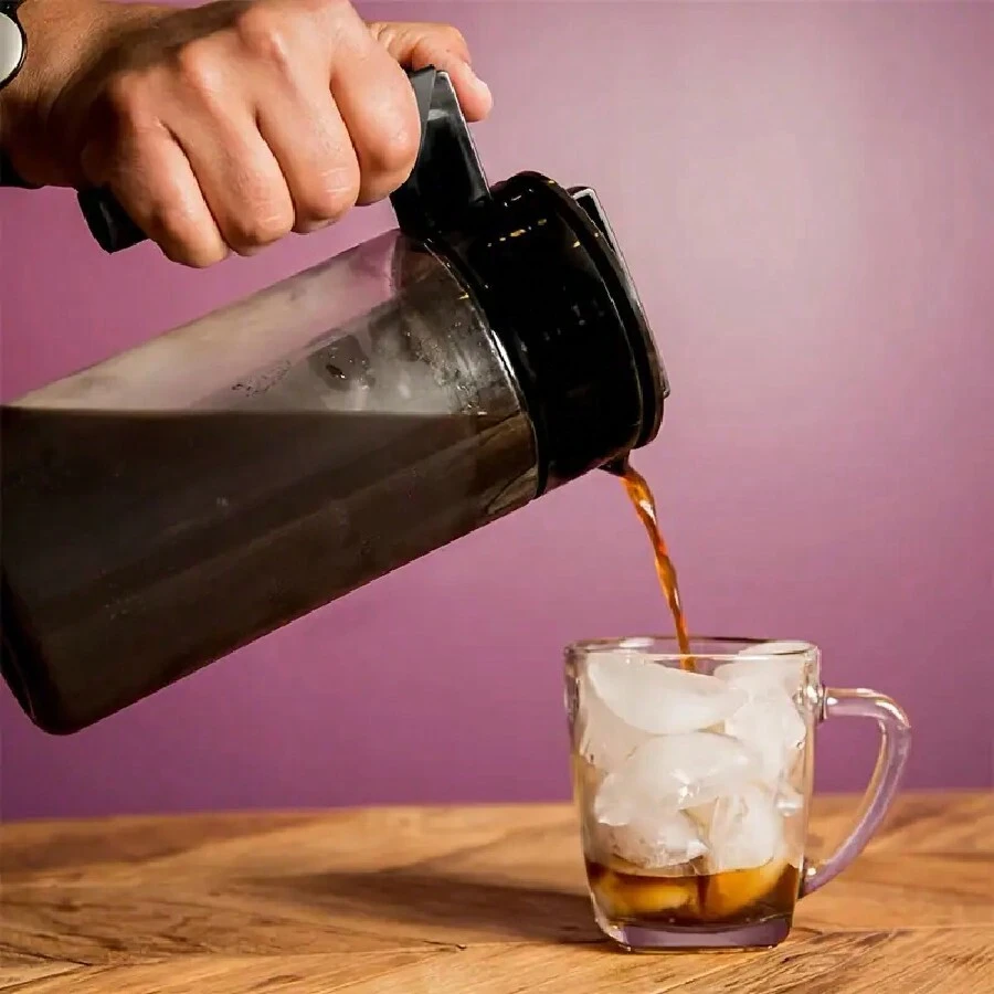 1pc Portable Cold Tea Coffee Maker Bottle, Milk Iced Tea Maker Cold Tea Pitcher, Juice Carafe For, Restaurant, Office, Coffee Servers - Black - View 1